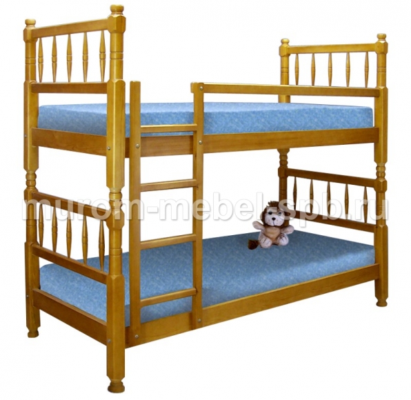 Фото Кровать двухъярусная Детская точеная 